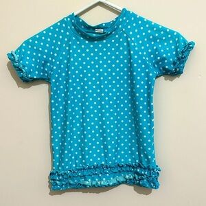 Ruffle Butts Size 6 Blue Polka Dot Swim Beach Rash Guard Top